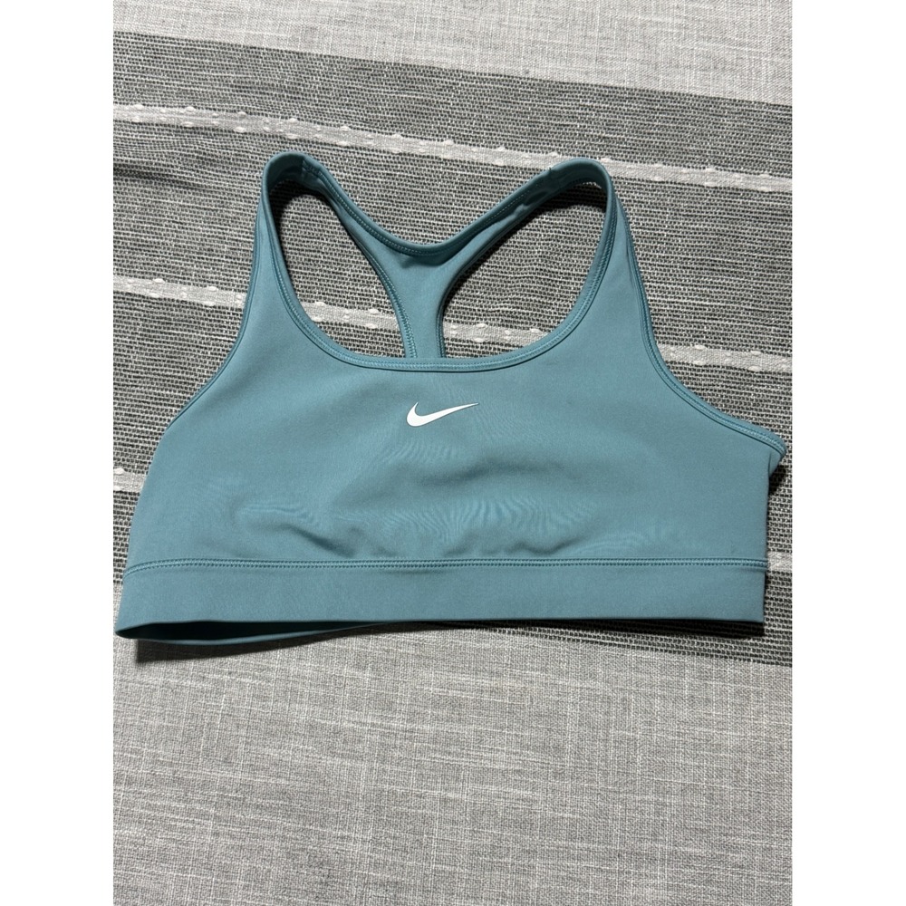 Nike Swoosh Dri-FIT Kids Sports Bra Teal Blue Large Racerback Athletic Top - Picture 1 of 4